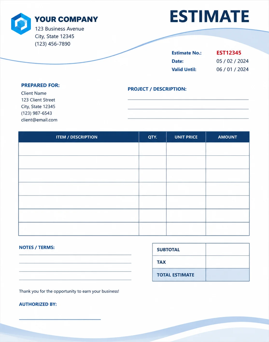 Estimate Forms